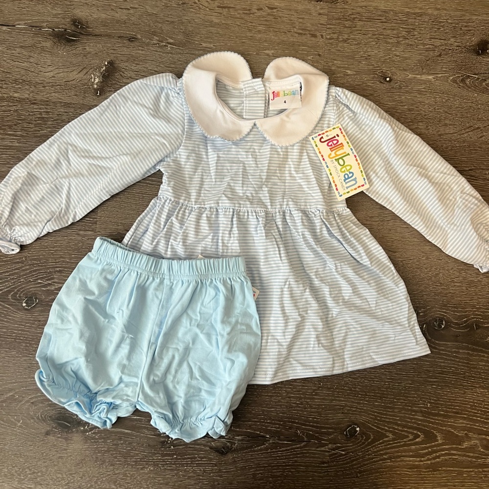 NWT Jellybean Blue Striped Kids Matching Set 4t